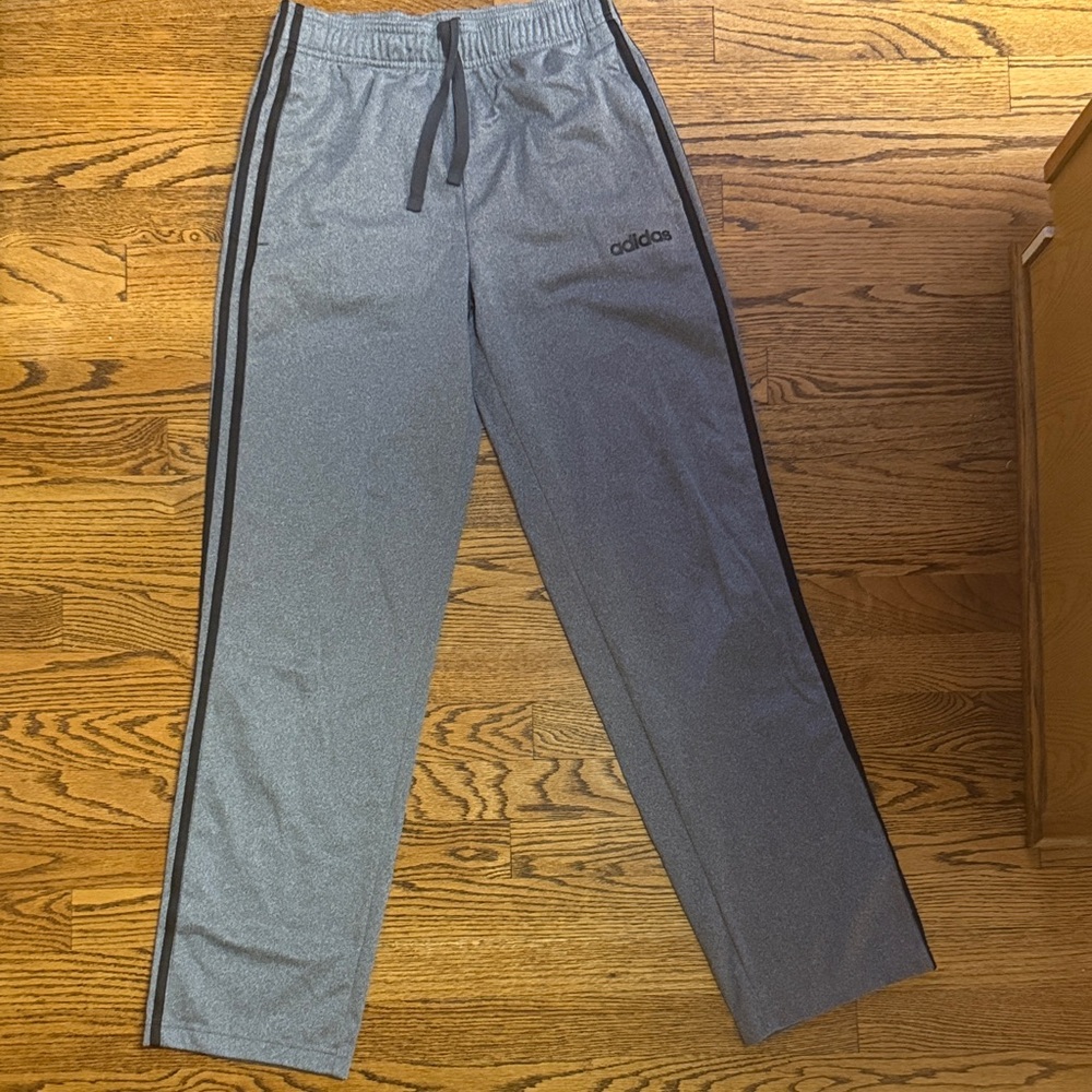 Adidas Men's Gray Joggers with Black Stripes